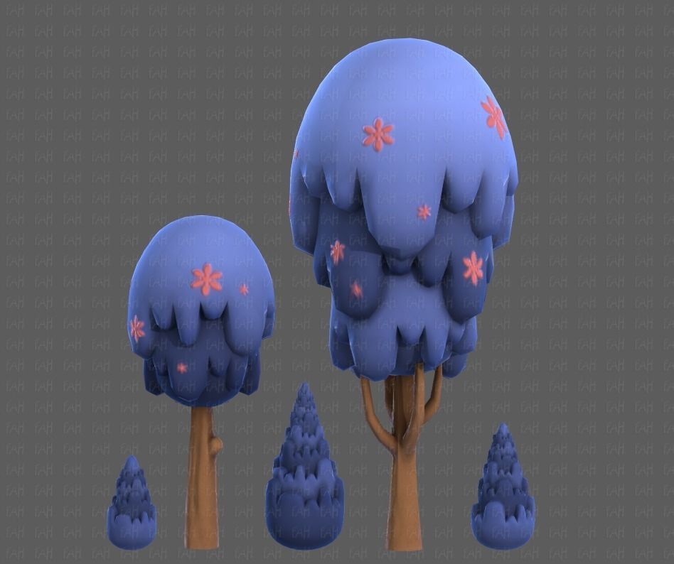 Trees Cartoon V24 Low-poly 3D model_17
