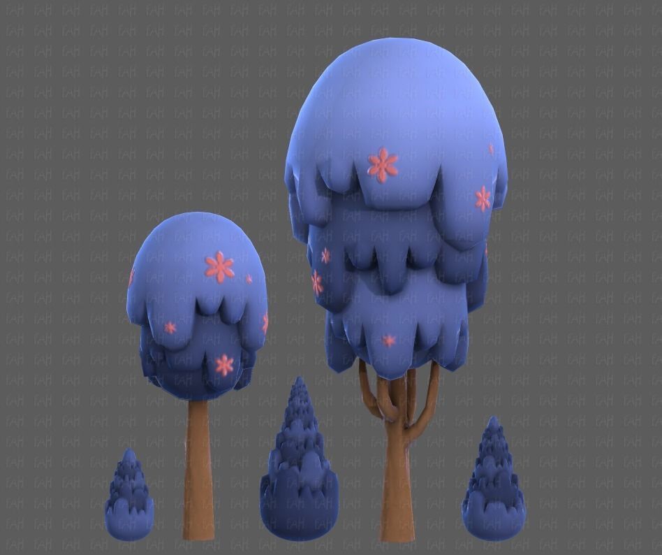 Trees Cartoon V24 Low-poly 3D model_20