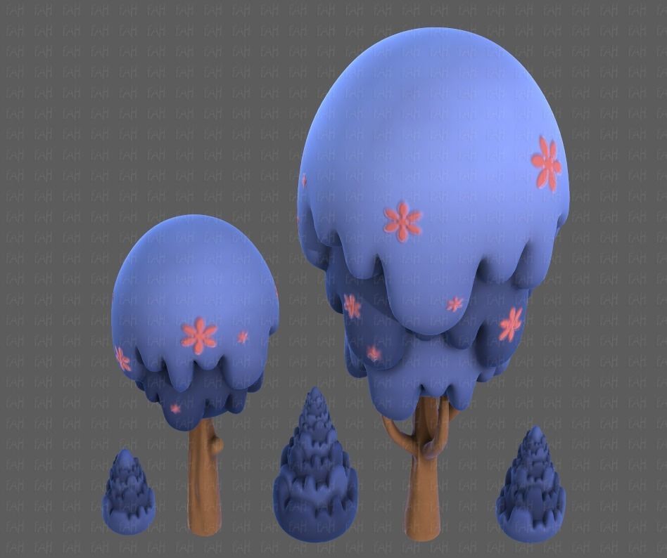 Trees Cartoon V24 Low-poly 3D model_33