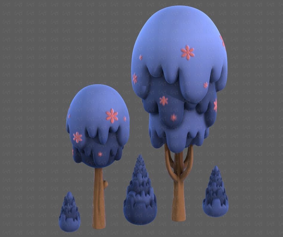 Trees Cartoon V24 Low-poly 3D model_41