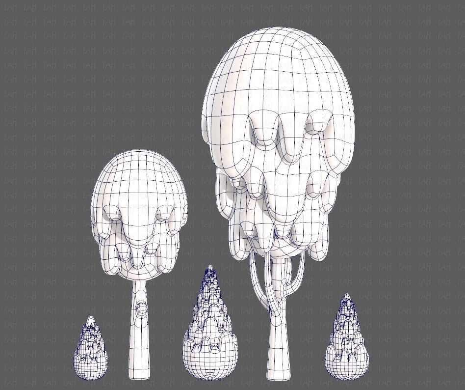 Trees Cartoon V24 Low-poly 3D model_16