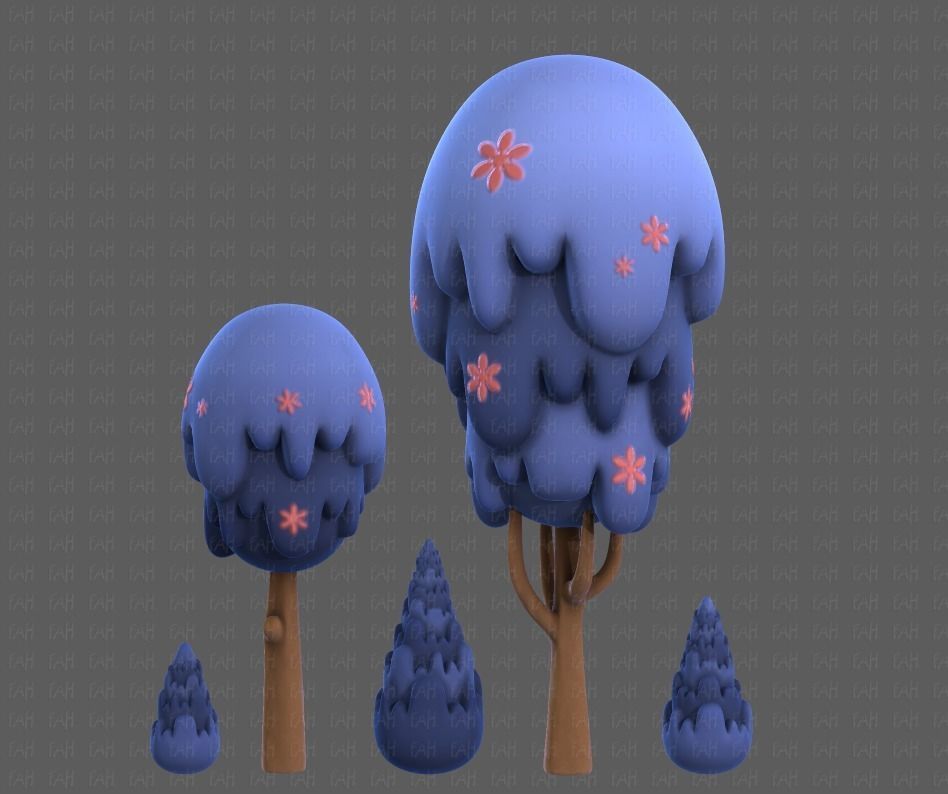 Trees Cartoon V24 Low-poly 3D model_7