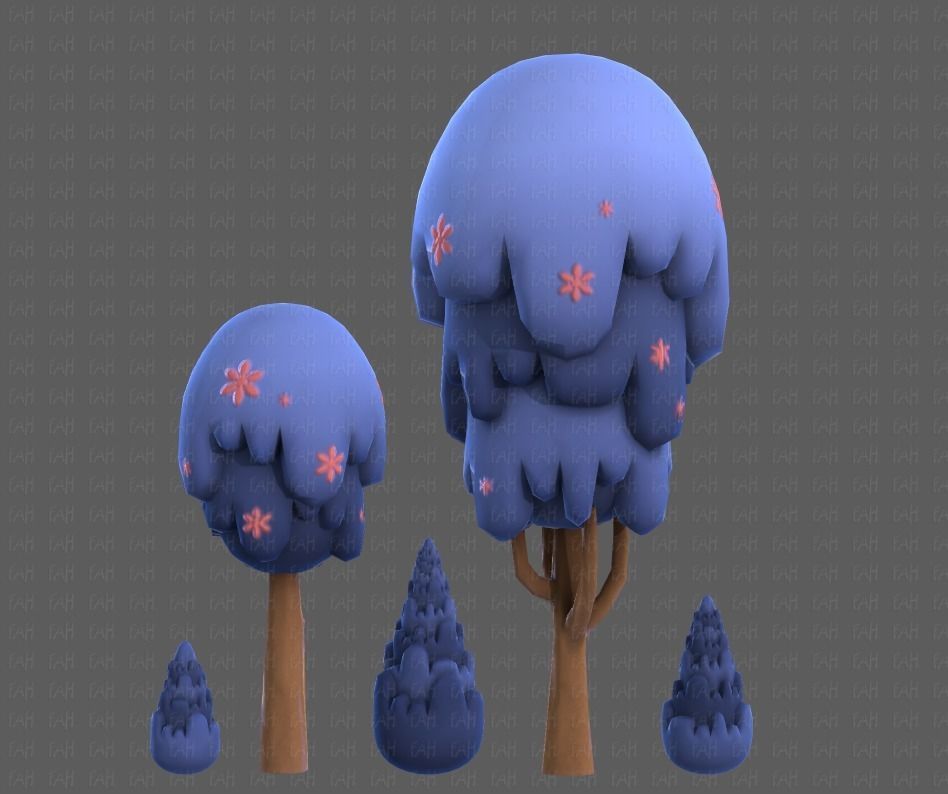 Trees Cartoon V24 Low-poly 3D model_18