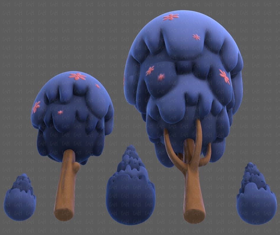 Trees Cartoon V24 Low-poly 3D model_37