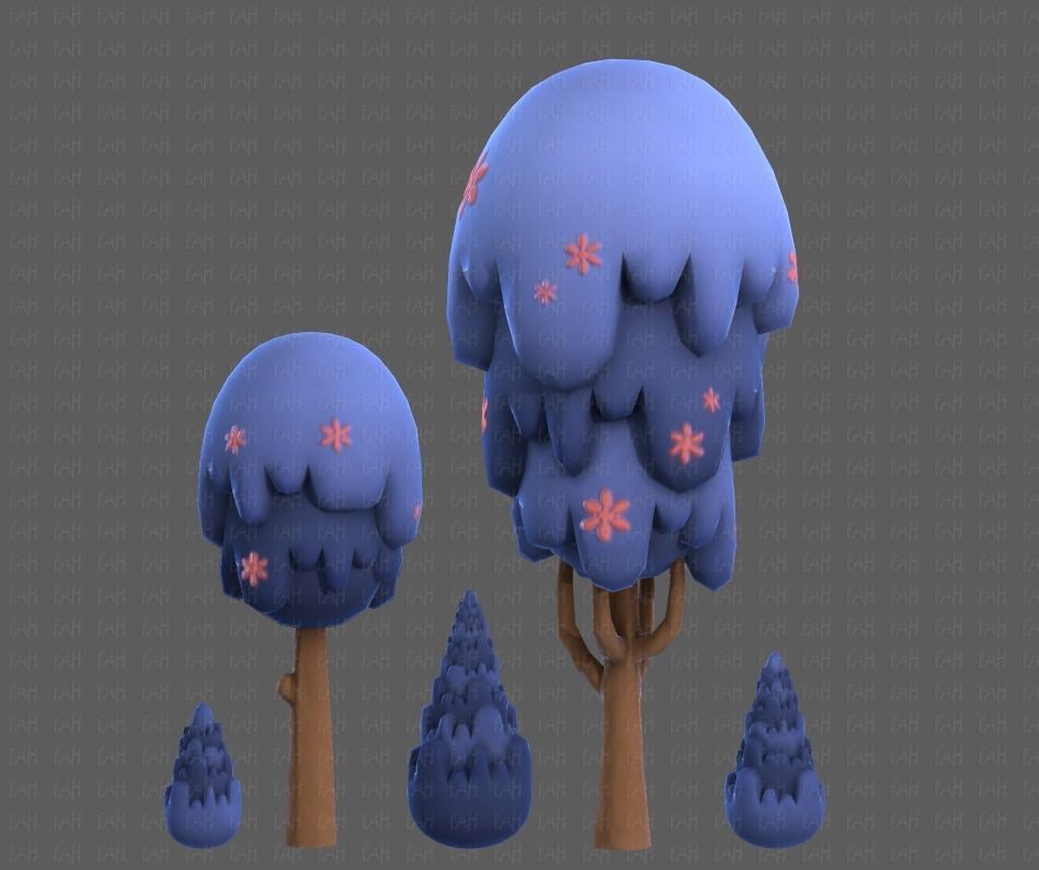 Trees Cartoon V24 Low-poly 3D model_22