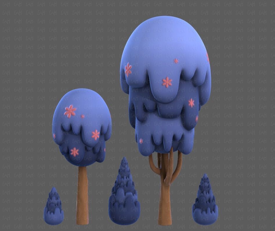 Trees Cartoon V24 Low-poly 3D model_3