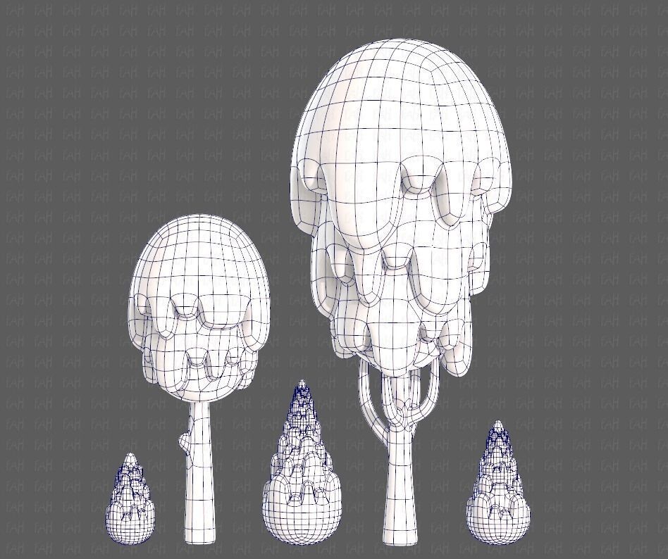 Trees Cartoon V24 Low-poly 3D model_15