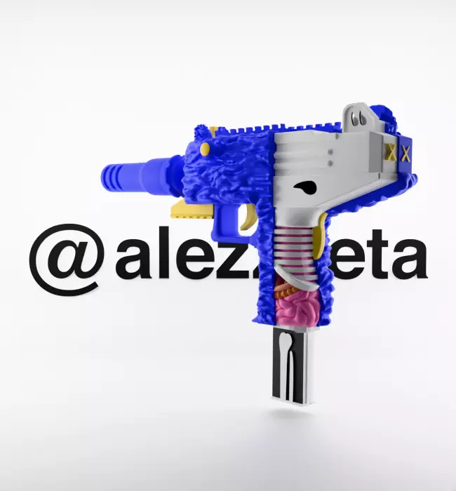 Kaws Uzi BFF Half Flayed Open for Print 3D print model_21