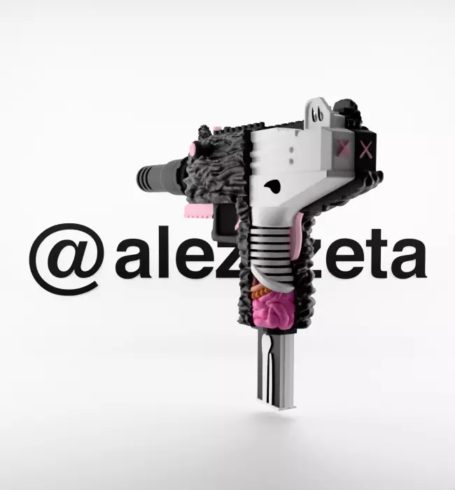 Kaws Uzi BFF Half Flayed Open for Print 3D print model_28