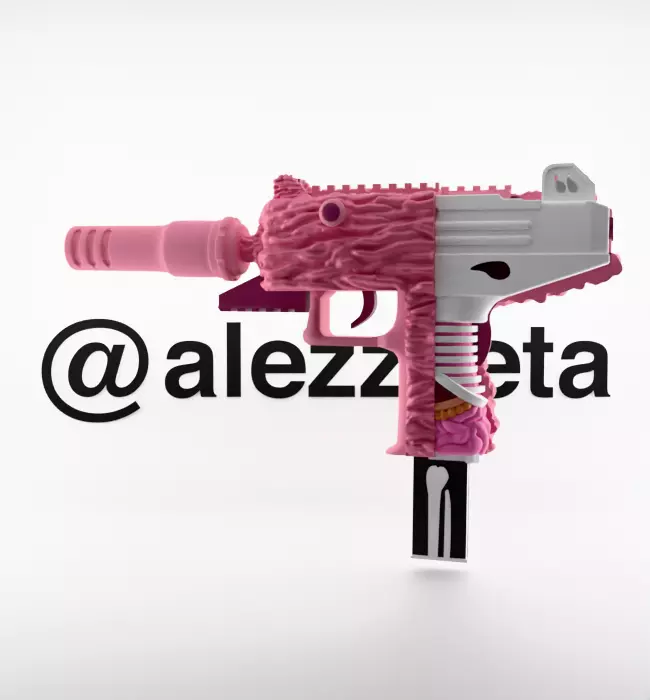 Kaws Uzi BFF Half Flayed Open for Print 3D print model_33