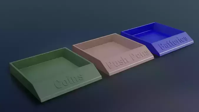 Set of 3 three different colored coin boxes