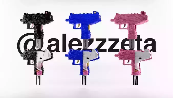 Kaws Uzi BFF Bundle 12 Styles Textured Low-poly 3D model