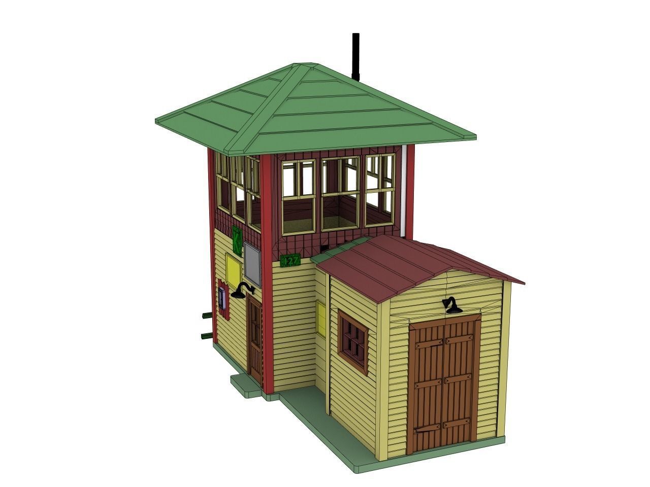 HO scale RAILWAY CONTROL TOWER DIORAMA 1 87 SCALE 3D print model_4