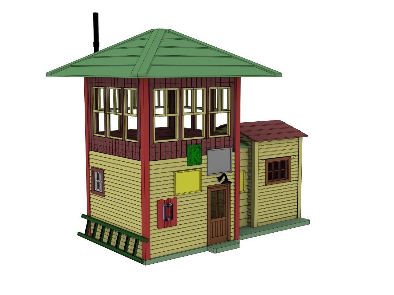 HO scale RAILWAY CONTROL TOWER DIORAMA 1 87 SCALE 3D print model_2