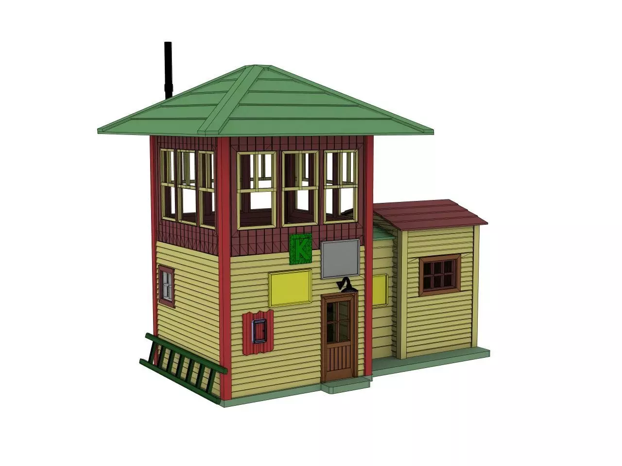 HO scale RAILWAY CONTROL TOWER DIORAMA 1 87 SCALE 3D print model_0