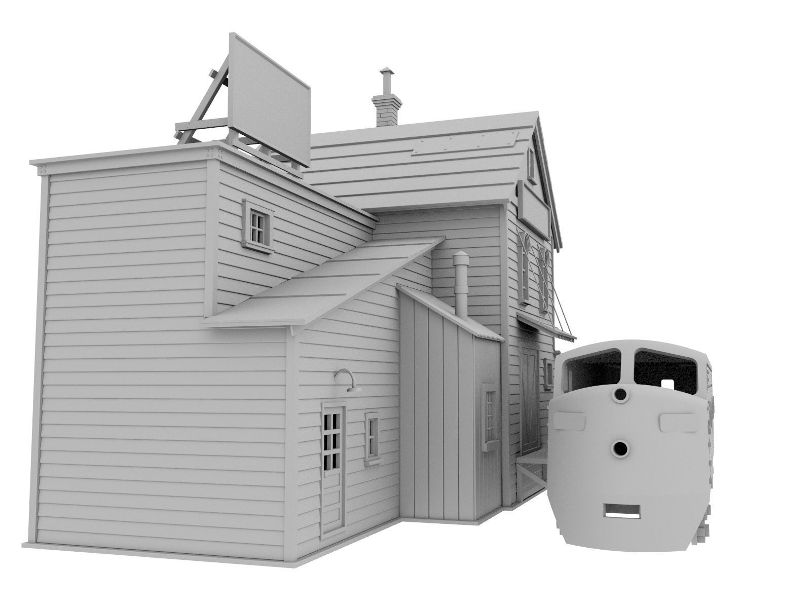 HO scale TOOL SHOP BUILDING DIORAMA 1 87 SCALE 3D print model_6