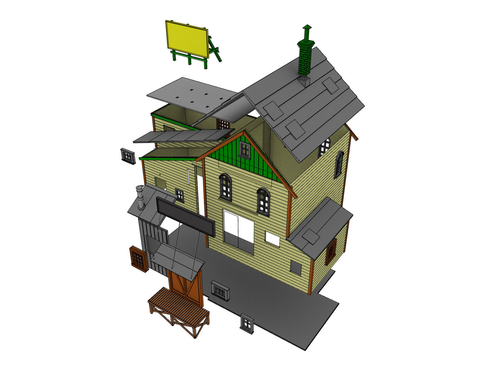 HO scale TOOL SHOP BUILDING DIORAMA 1 87 SCALE 3D print model_4