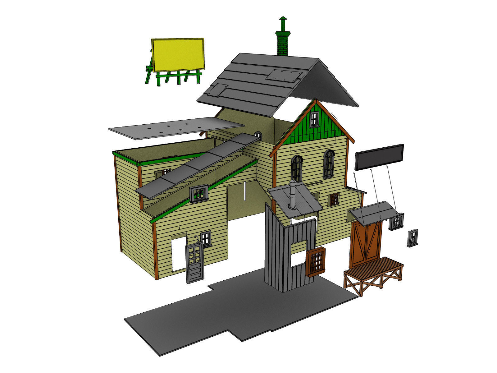 HO scale TOOL SHOP BUILDING DIORAMA 1 87 SCALE 3D print model_3