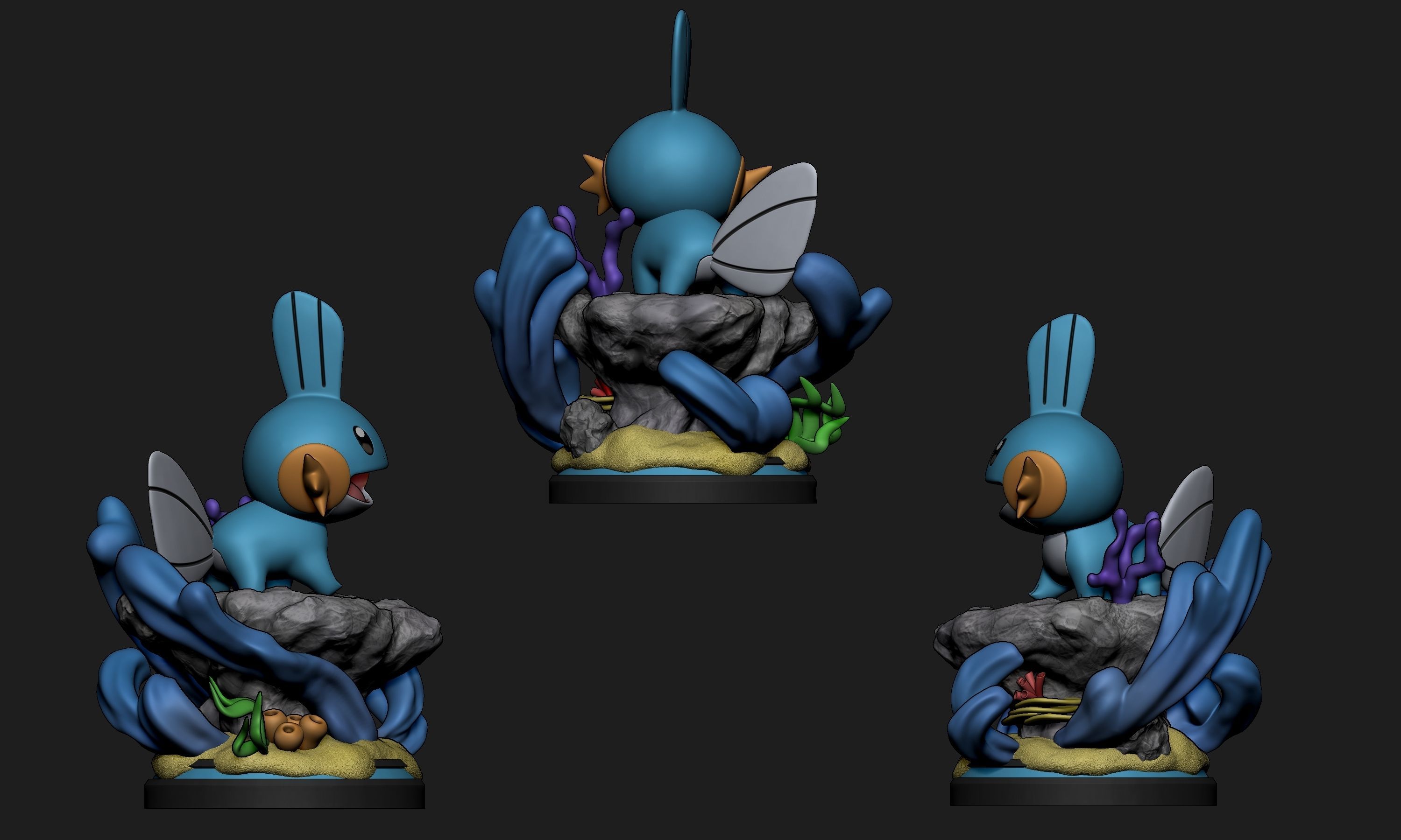 Pokemon - Treecko Mudkip and Torchic Figure Statues 3D print model_10