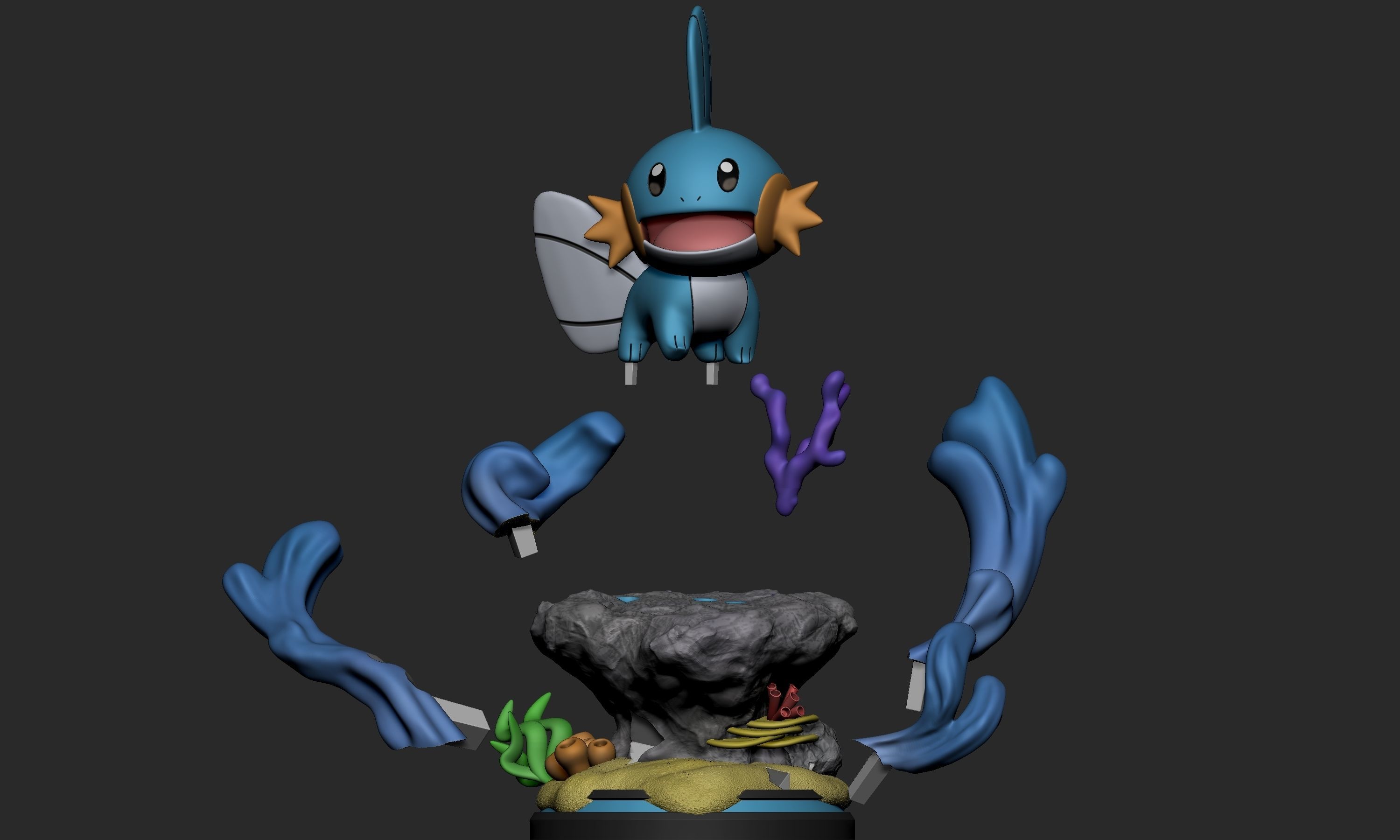 Pokemon - Treecko Mudkip and Torchic Figure Statues 3D print model_12