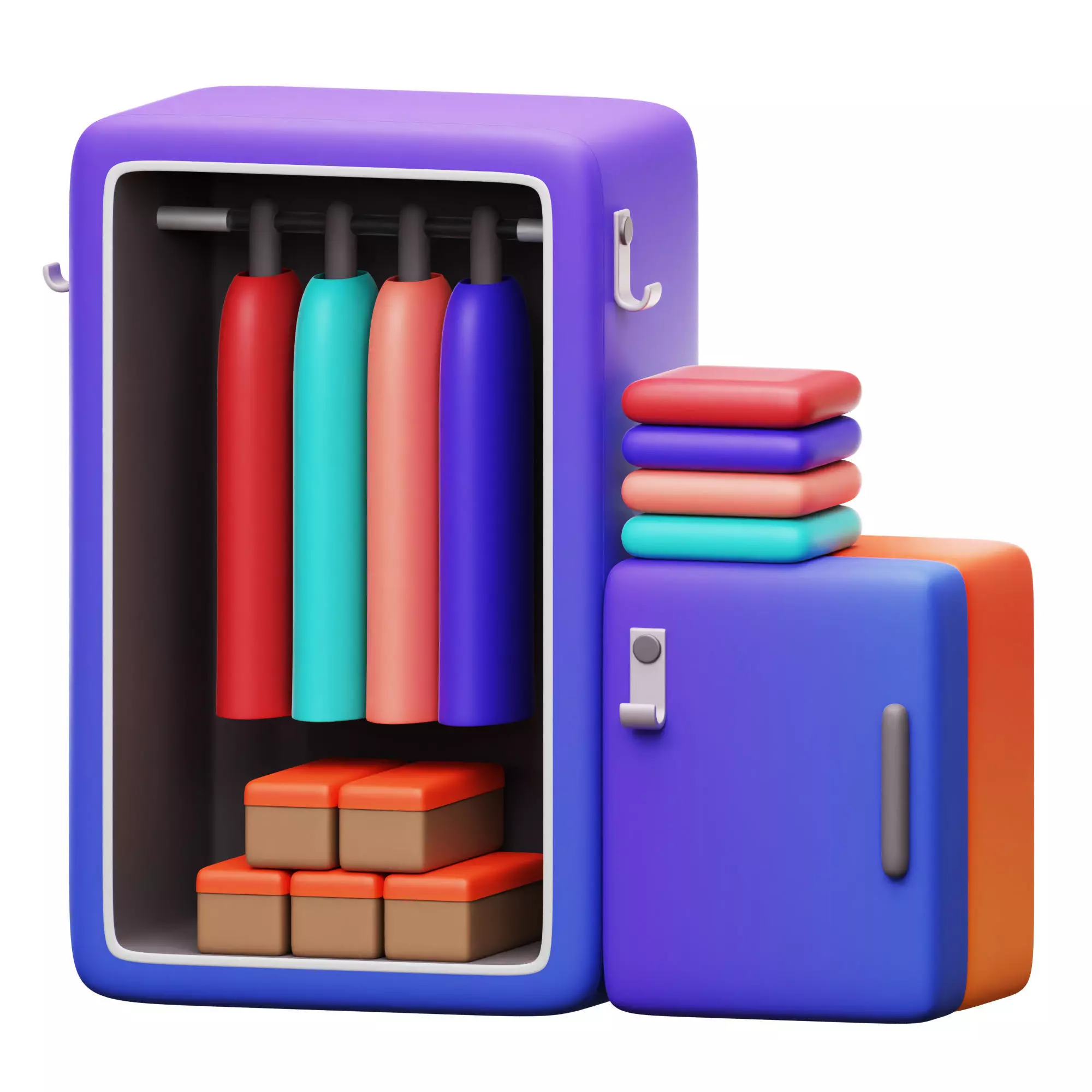 Wardrobe 3D Icon Low-poly 3D model_0