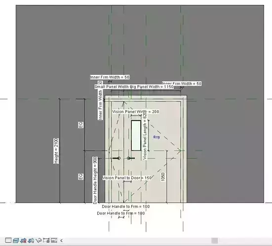 1 AND A HALF LEAF FLUSH  DOOR WITH VIEWING PANEL
