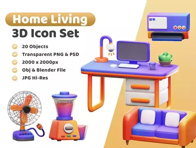 Home Living Icon Pack 3D Model