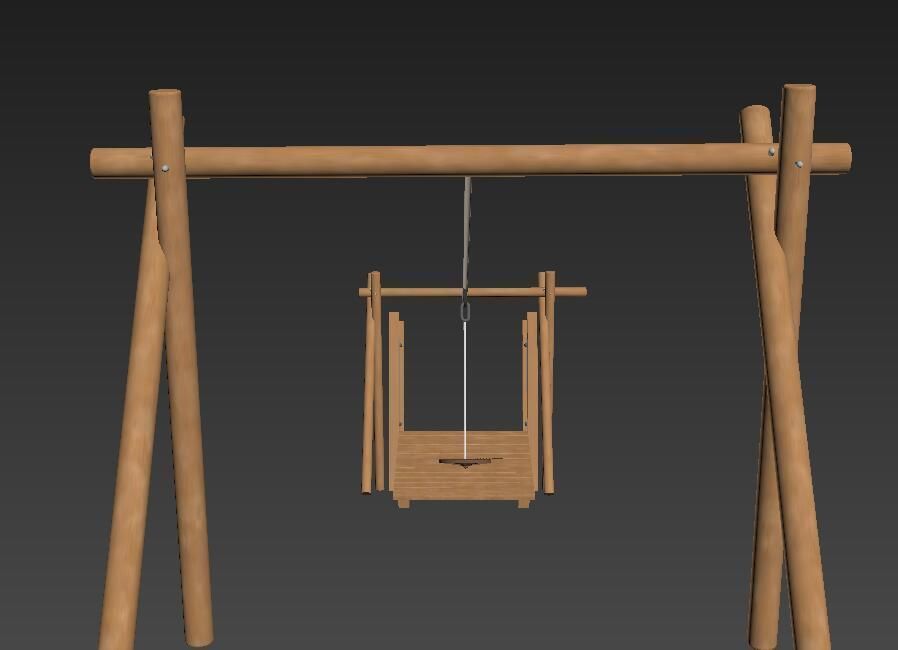 Children outdoor playground equipment wooden zip line 3D model_4
