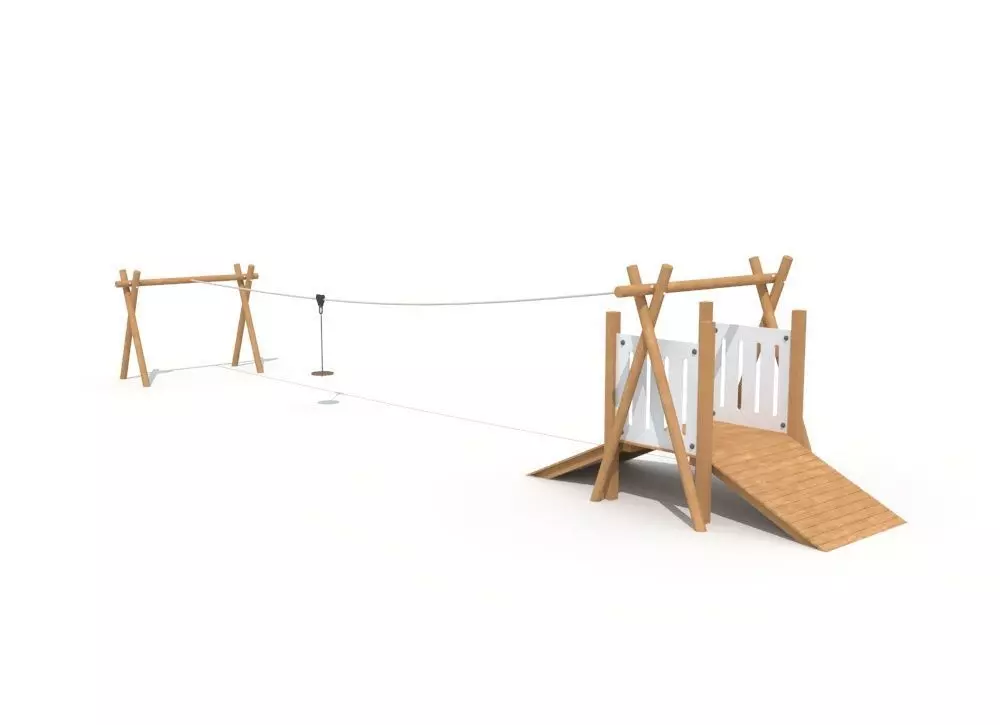 Children outdoor playground equipment wooden zip line 3D model_0