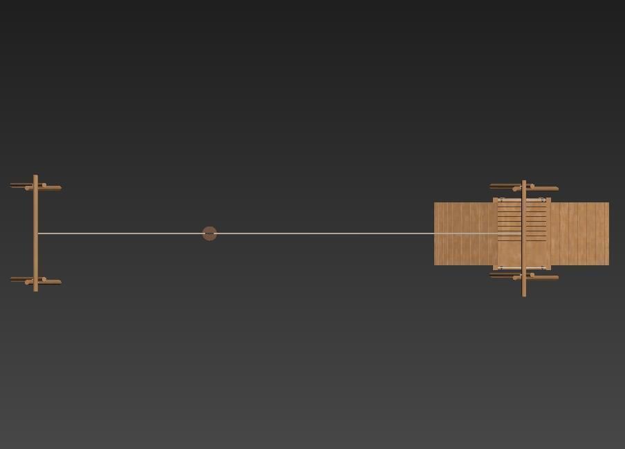 Children outdoor playground equipment wooden zip line 3D model_3