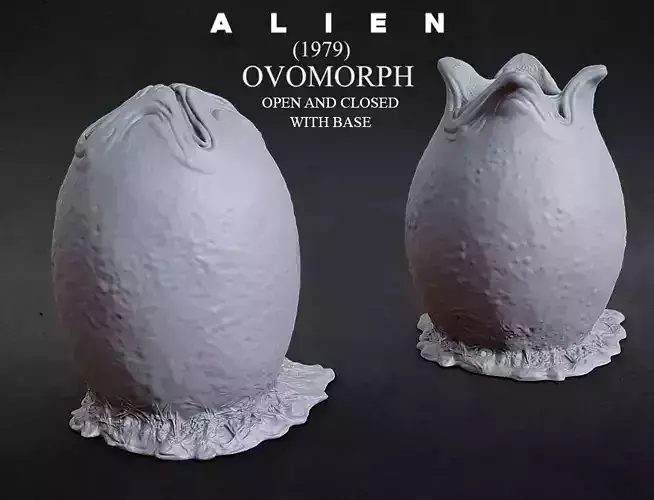 3D PRINTABLE OPEN AND CLOSED ALIEN EGG OVOMORPH WITH BASE 3D print model