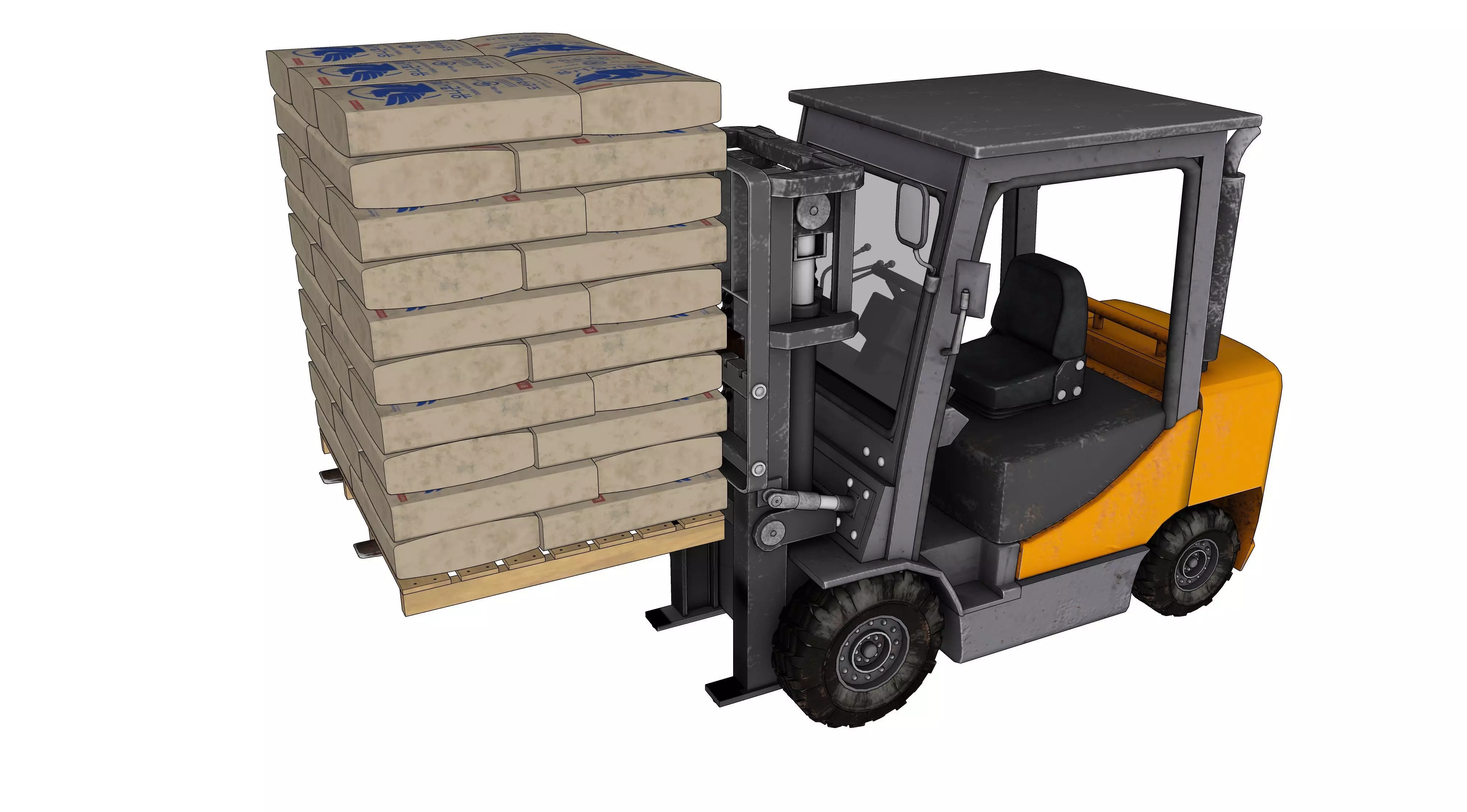 ForkLift truck with boxes 3D model_0