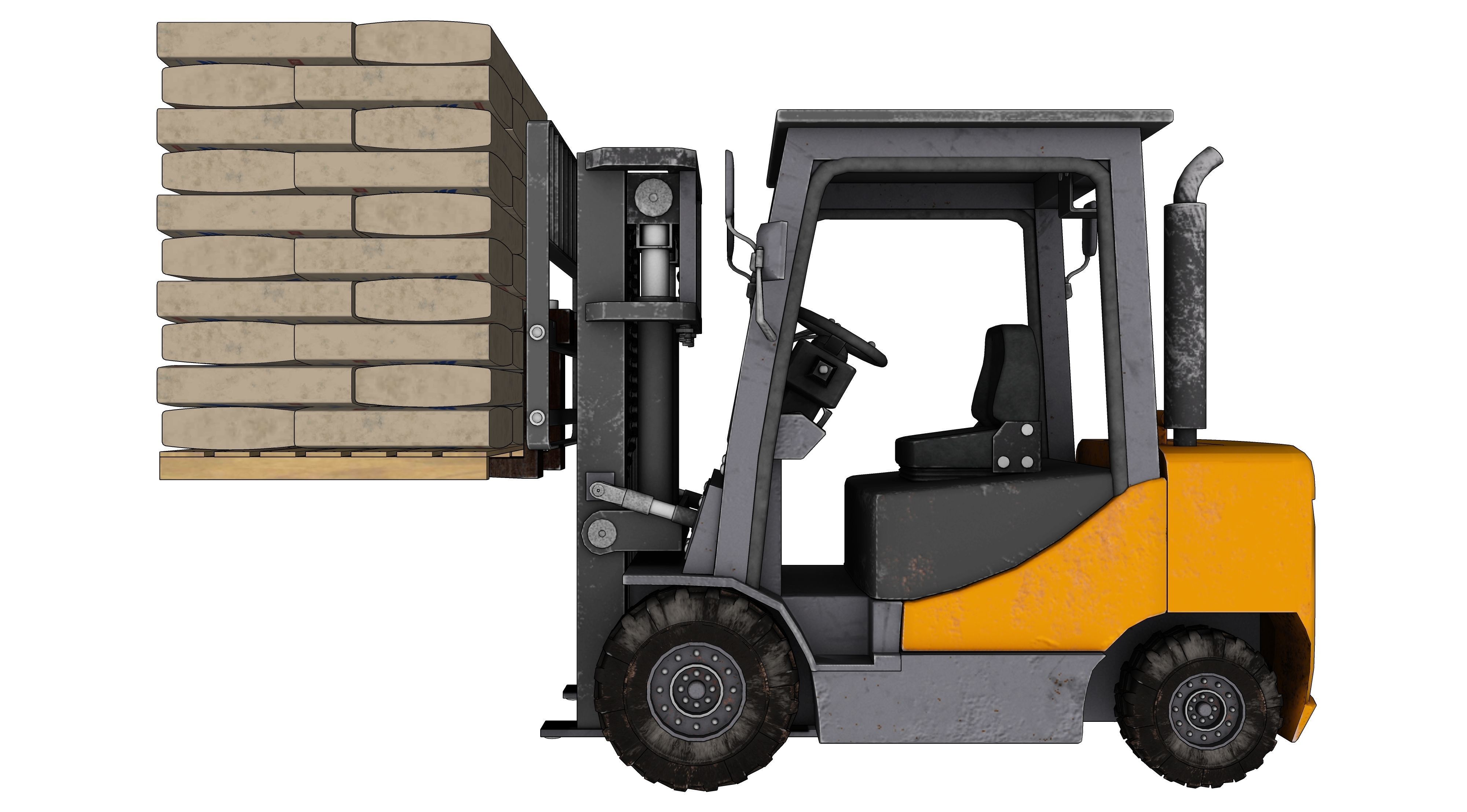 ForkLift truck with boxes 3D model_1