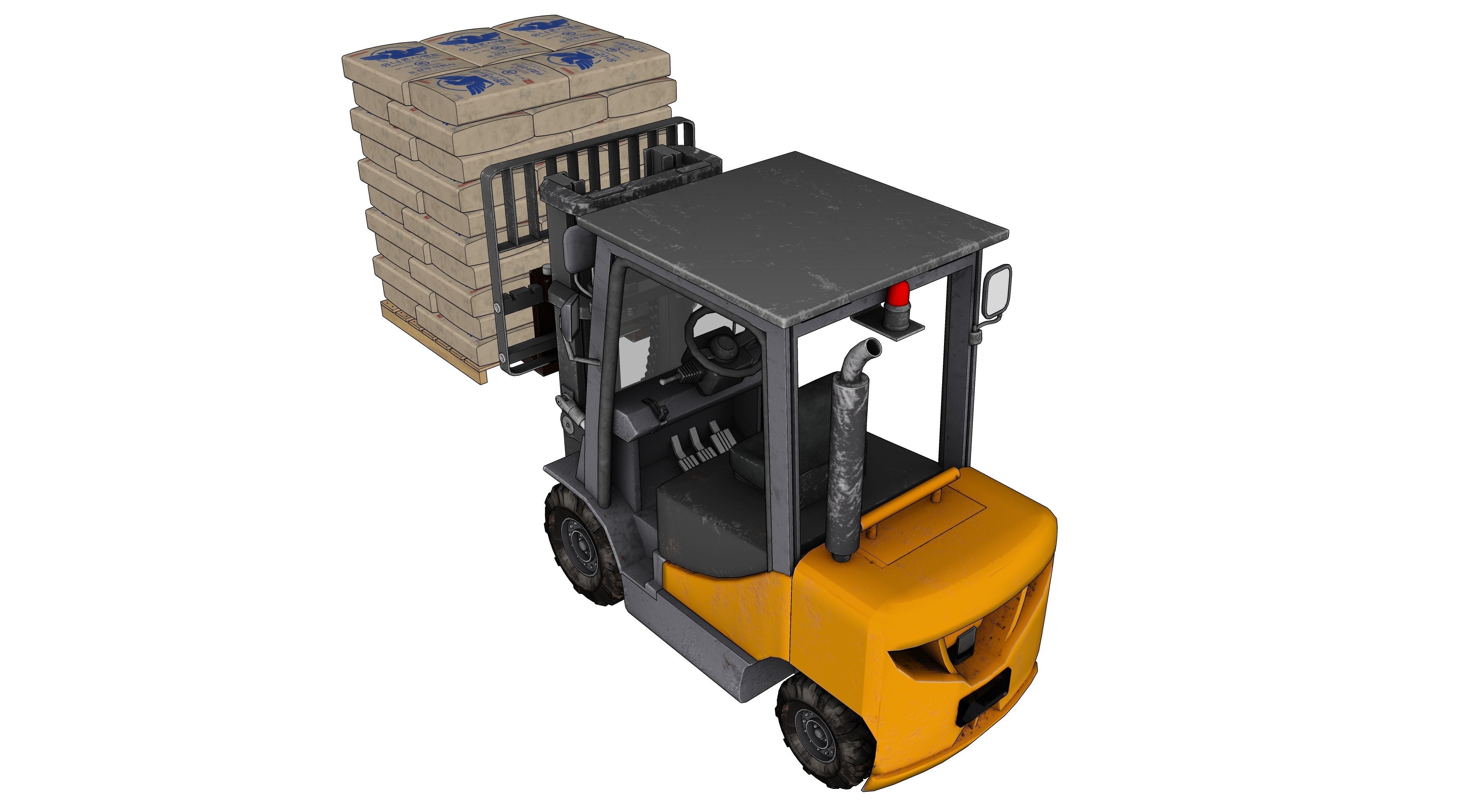 ForkLift truck with boxes 3D model_2