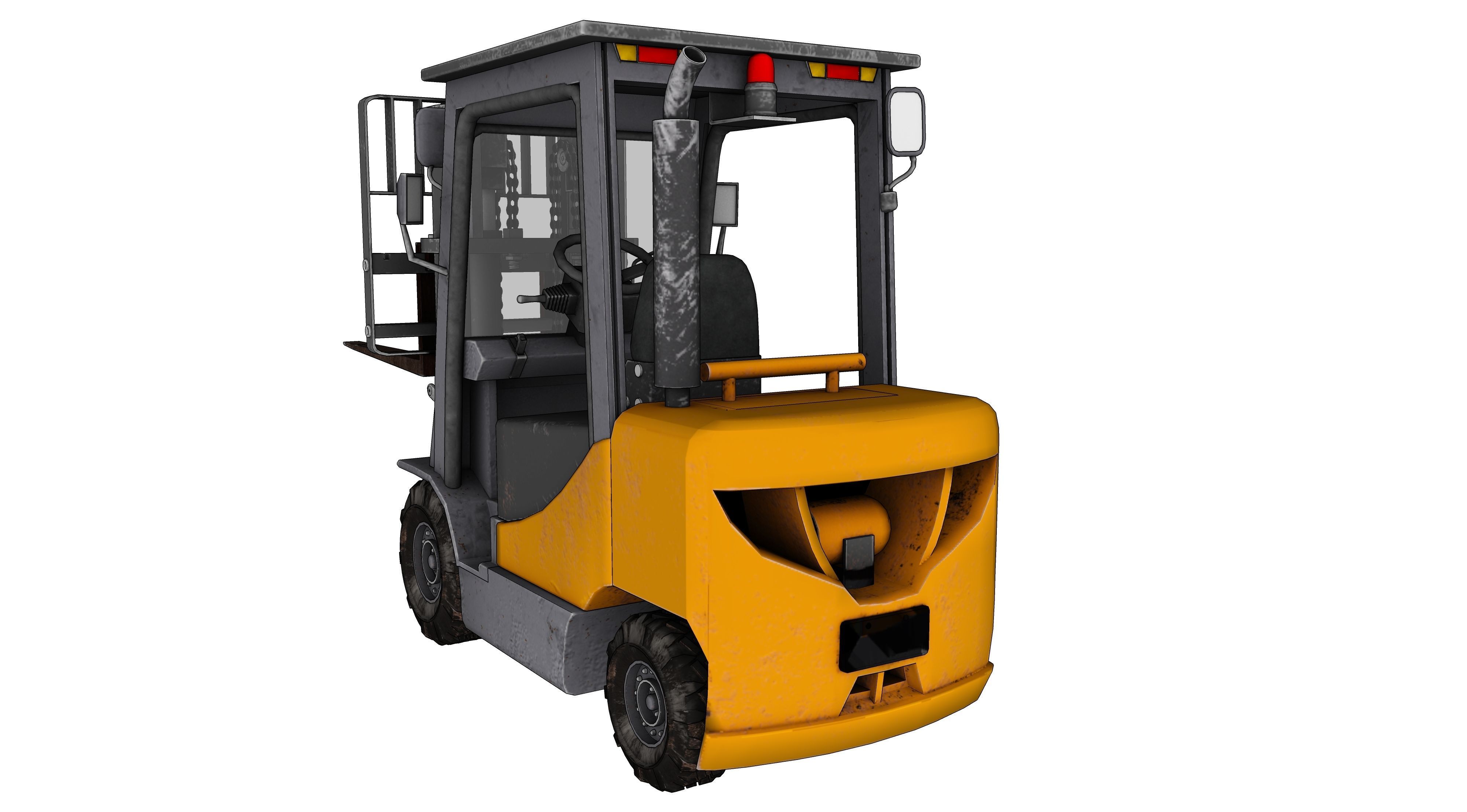 ForkLift truck with boxes 3D model_10