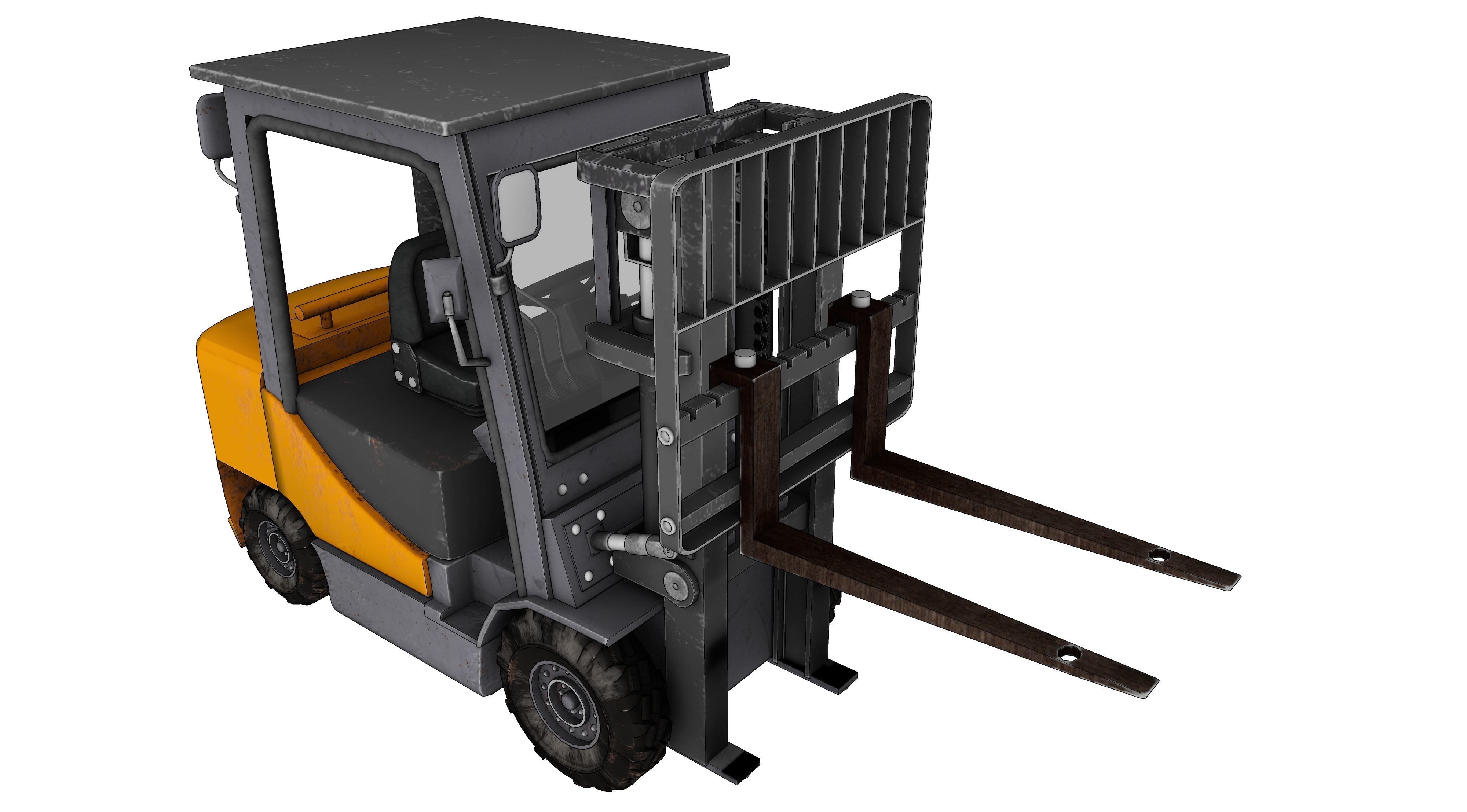 ForkLift truck with boxes 3D model_8