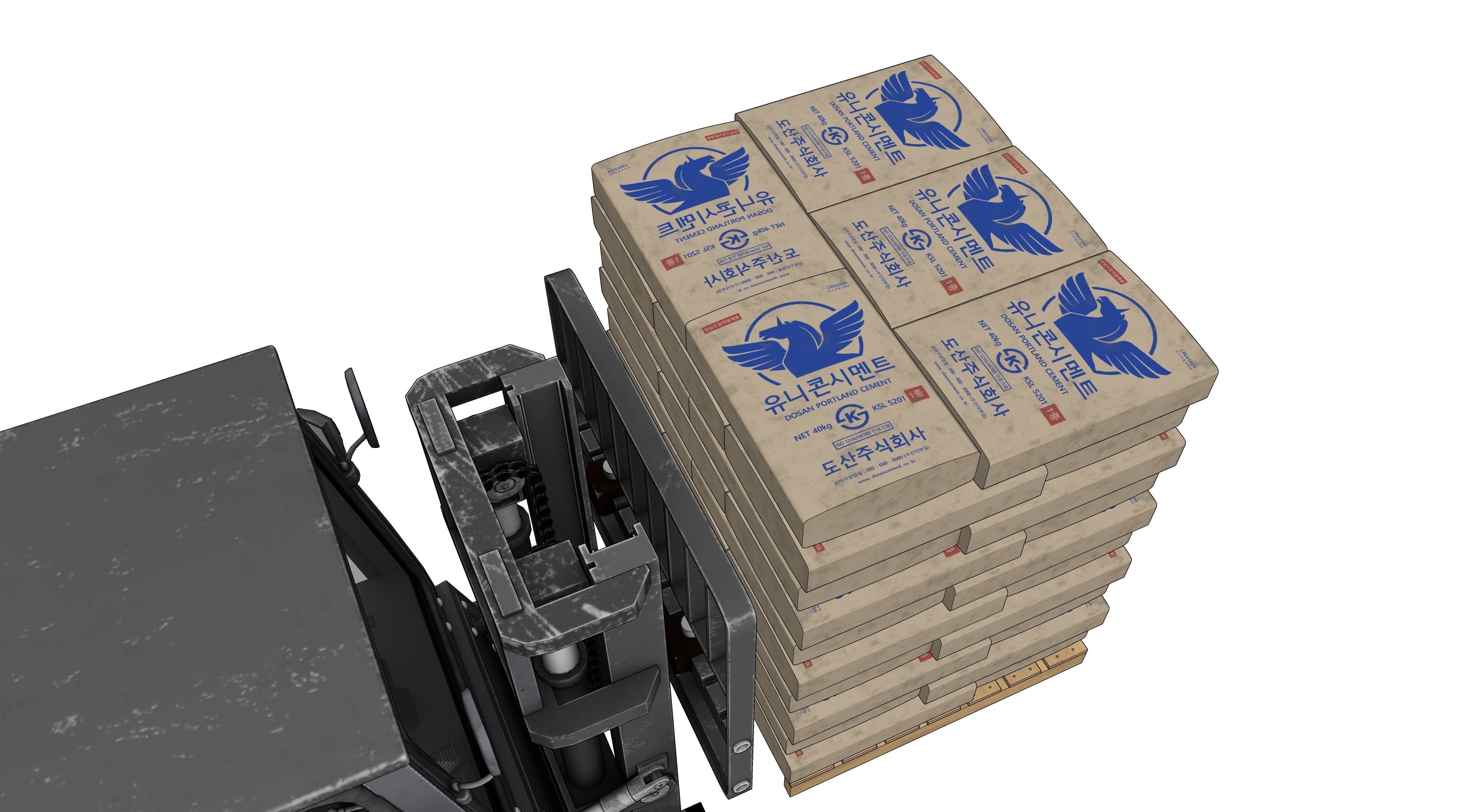 ForkLift truck with boxes 3D model_7