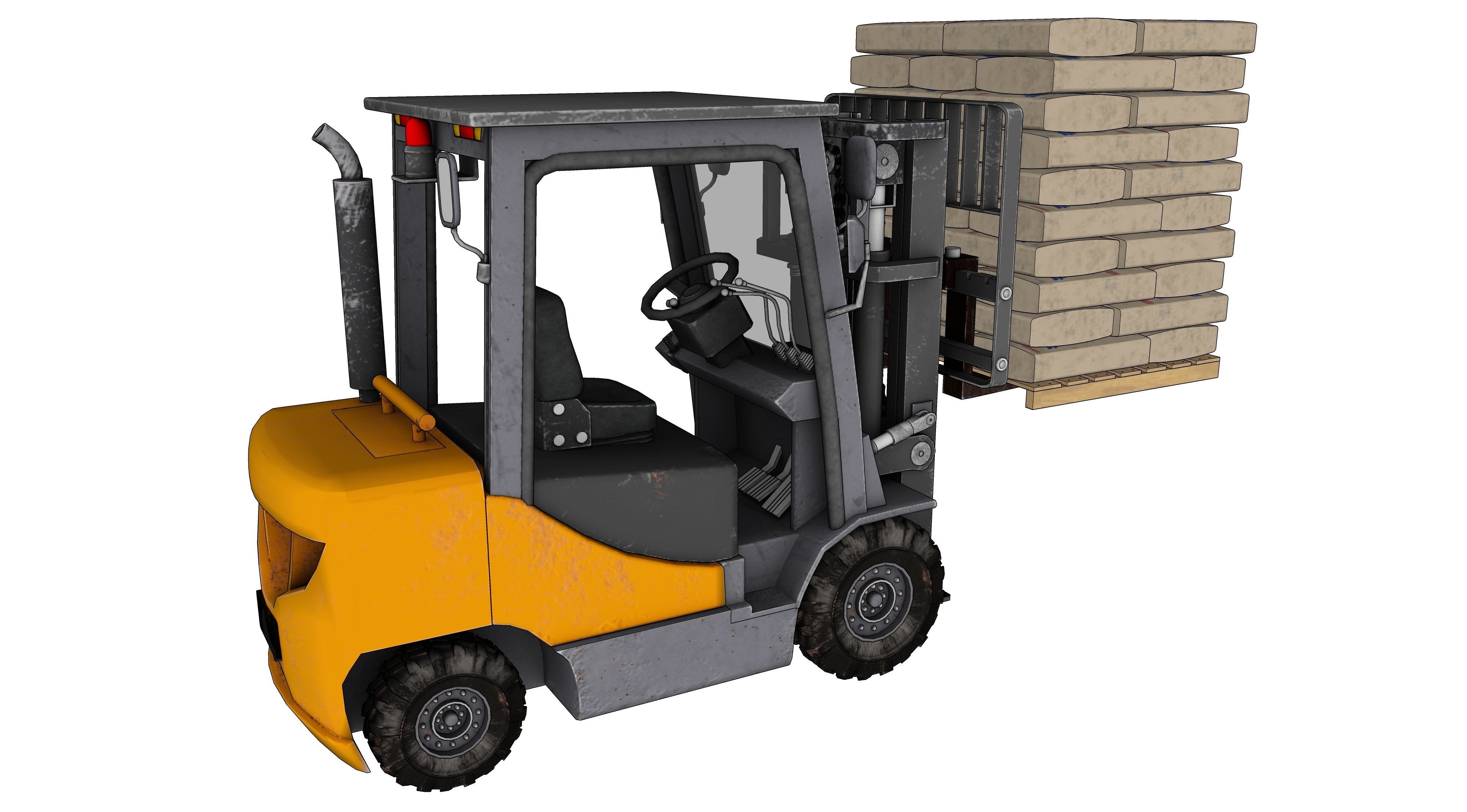 ForkLift truck with boxes 3D model_3