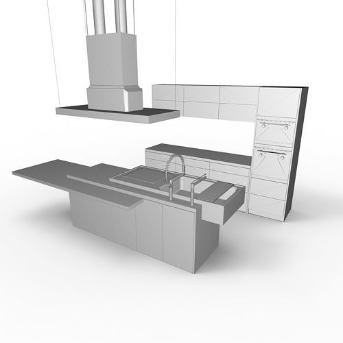 kitchen02 locker with three drawers 3D model 4