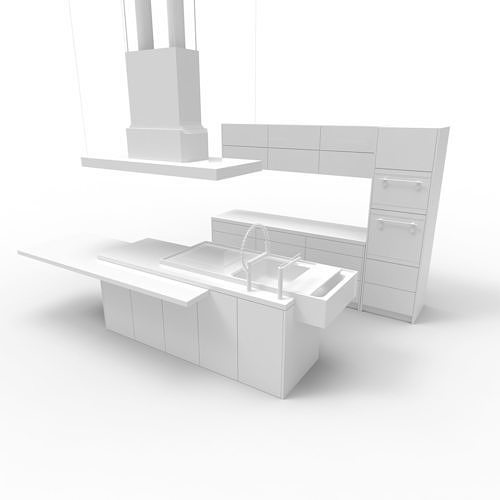 kitchen02 locker with three drawers 3D model 2