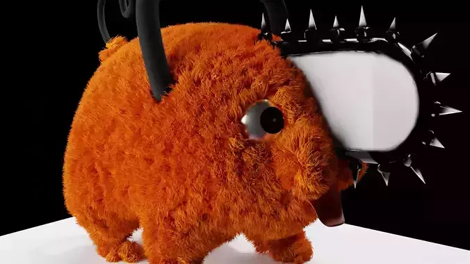 Pochita orange stuffed animal wearing goggles