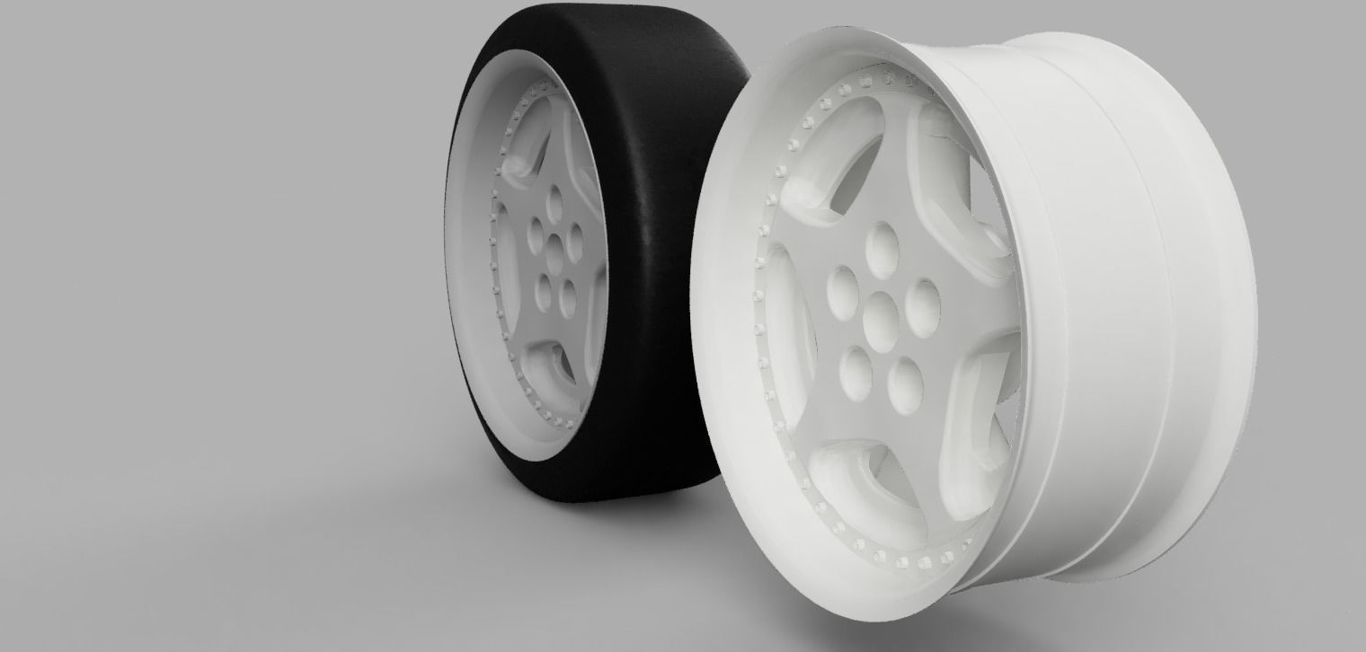 RC 12MM HEX 3 piece converted Z32 wheels with and without tires 3D print model_1