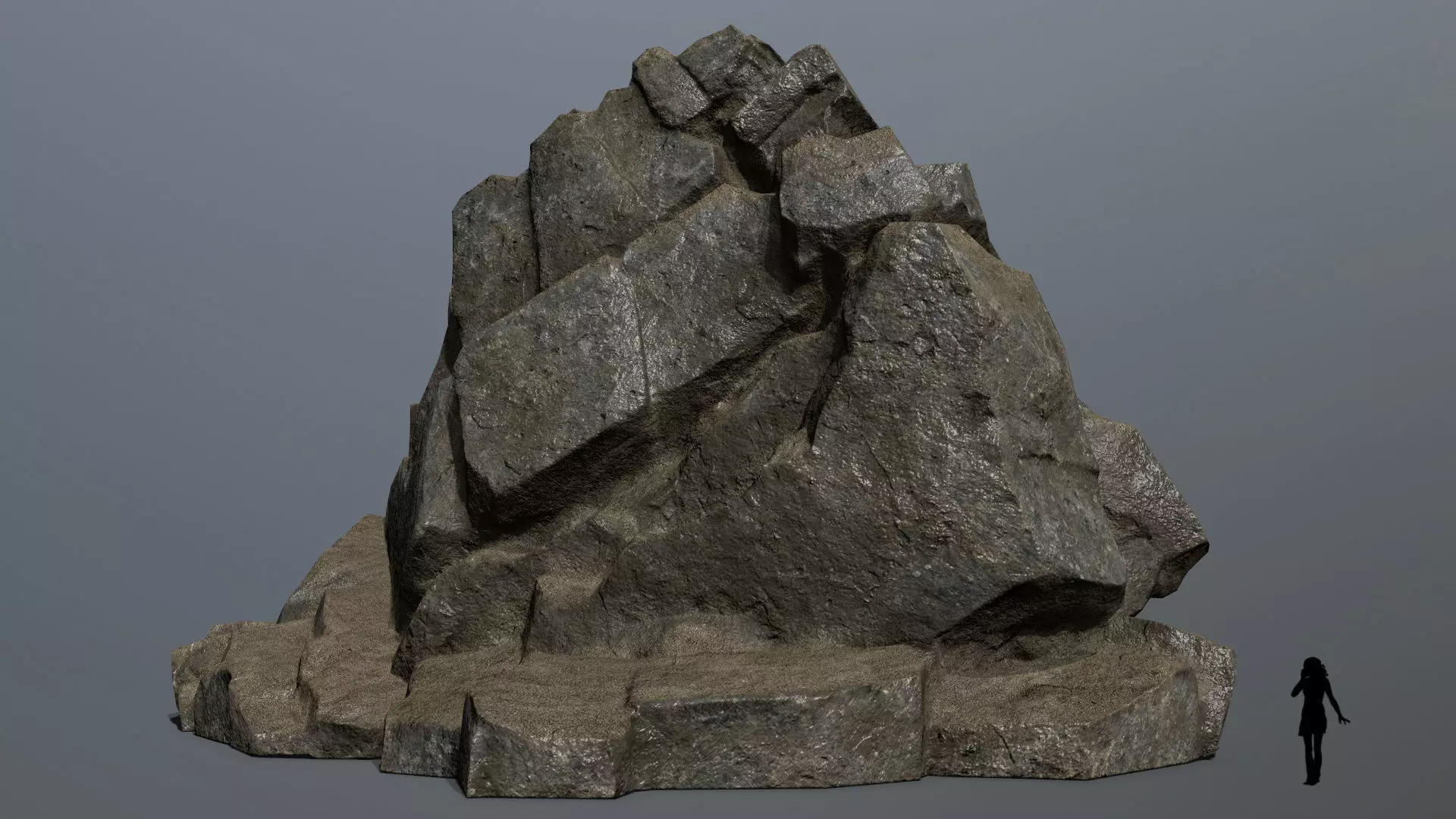 Mountain rock Low-poly 3D model_0