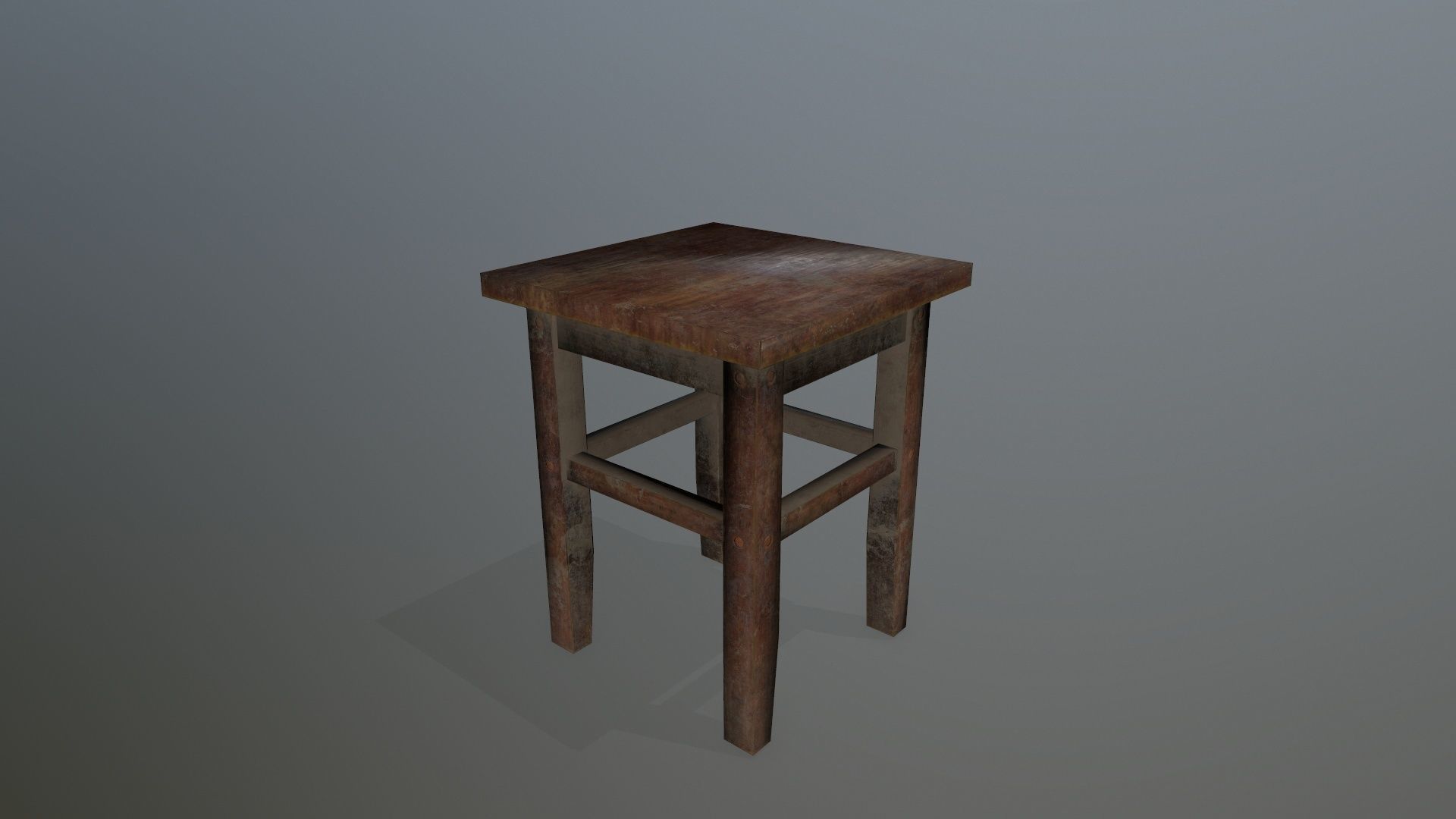 Footstool wooden table Low-poly 3D model_6