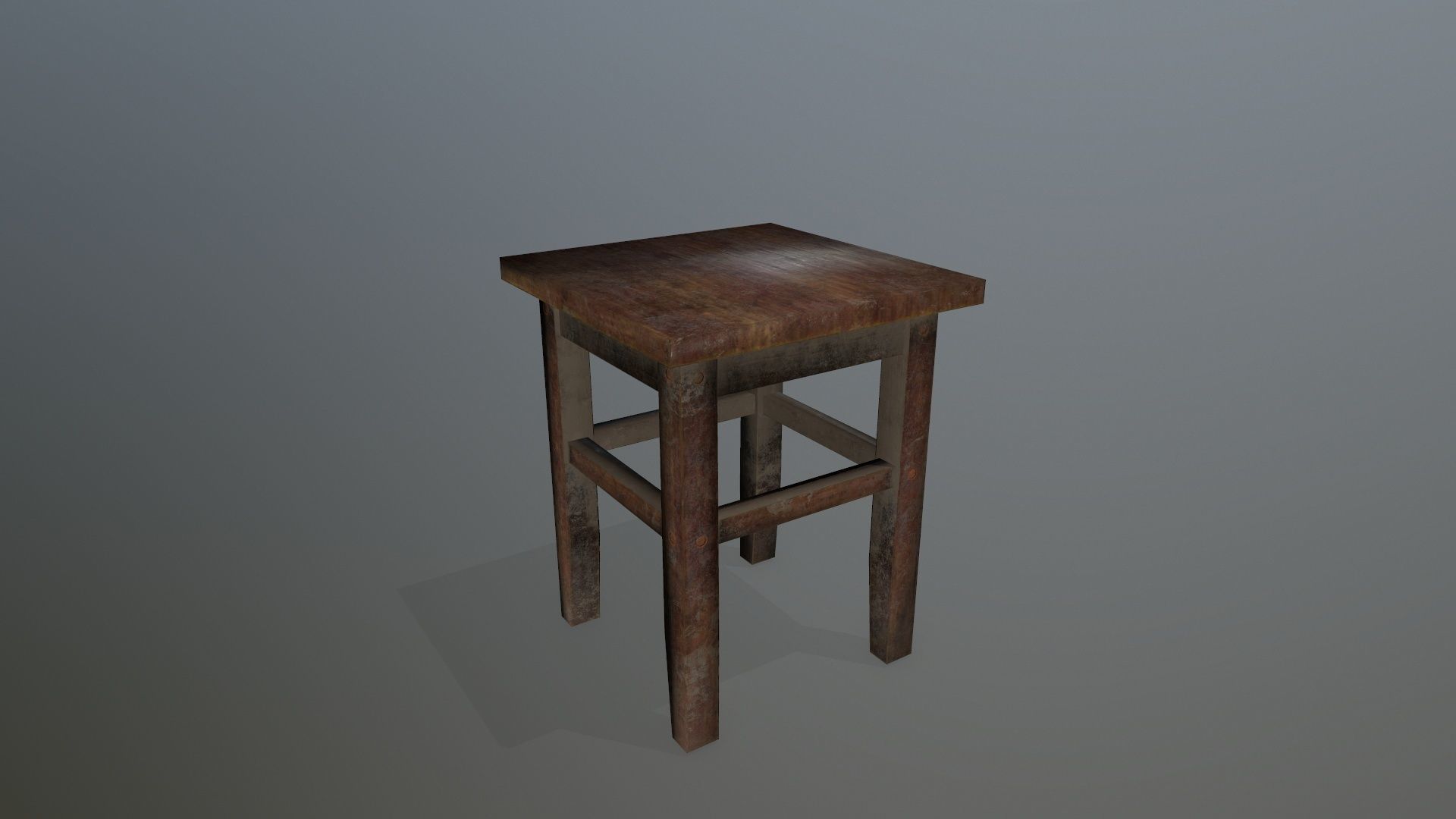 Footstool wooden table Low-poly 3D model_7