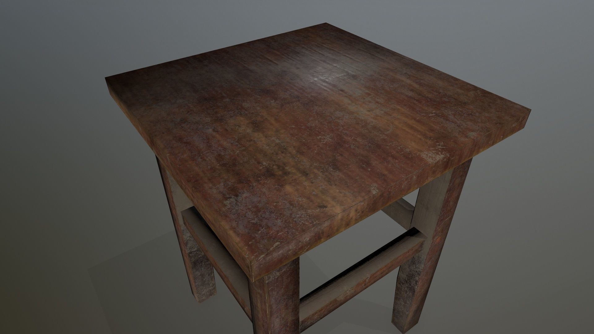 Footstool wooden table Low-poly 3D model_9