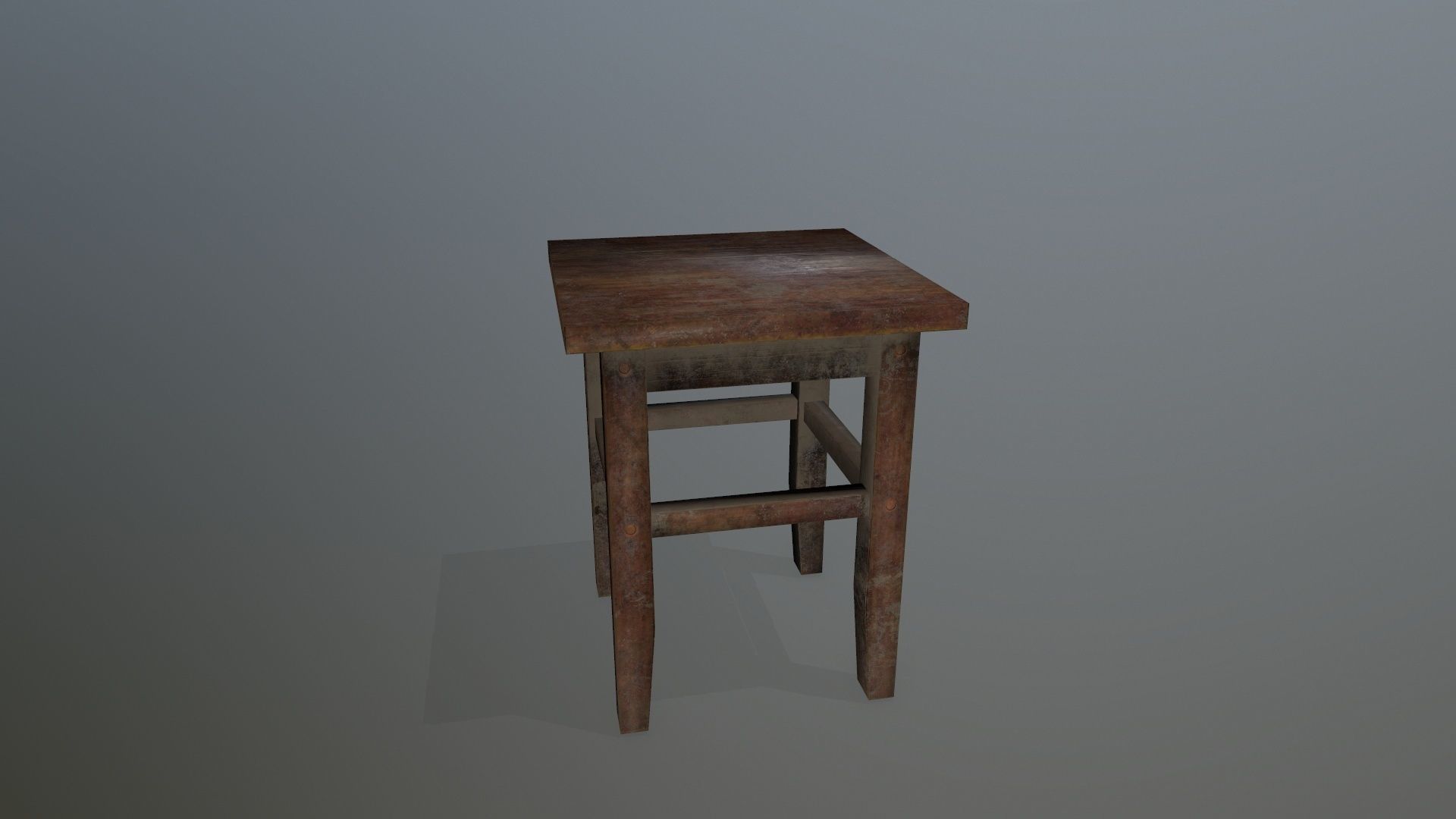 Footstool wooden table Low-poly 3D model_5