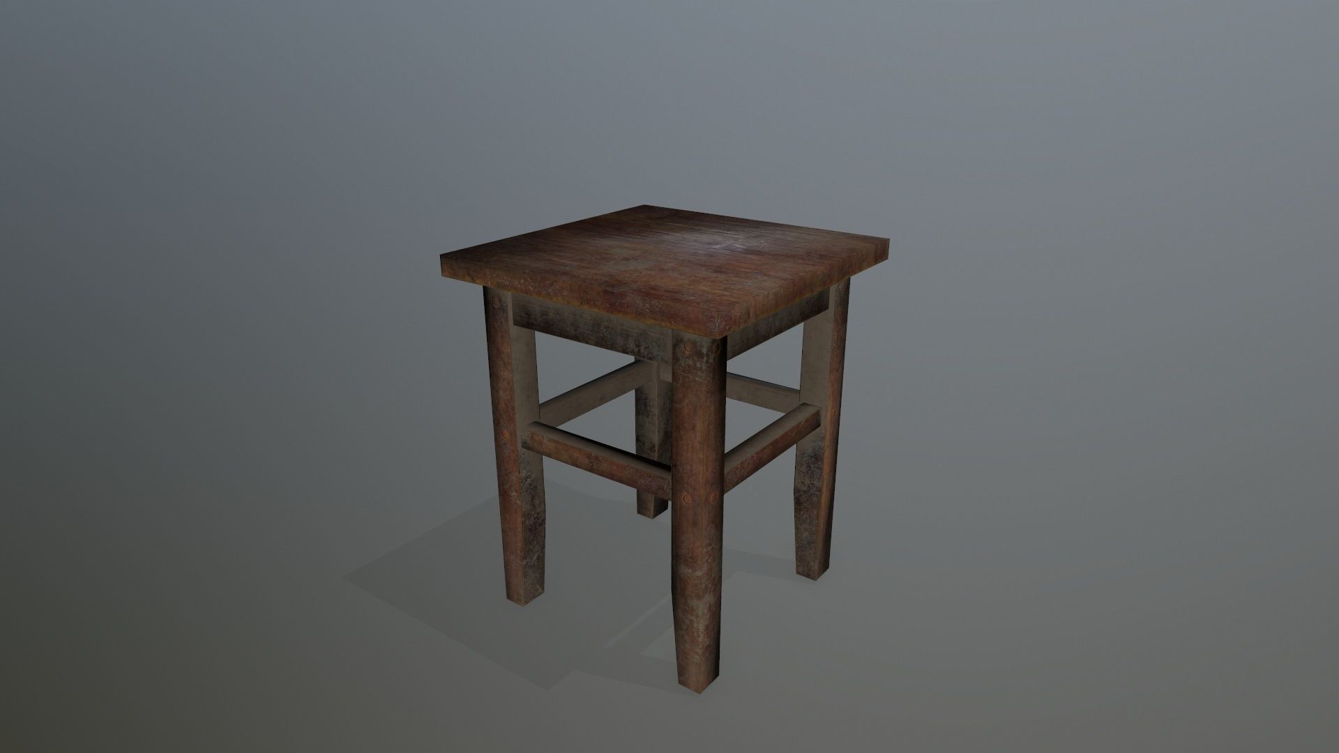 Footstool wooden table Low-poly 3D model_4