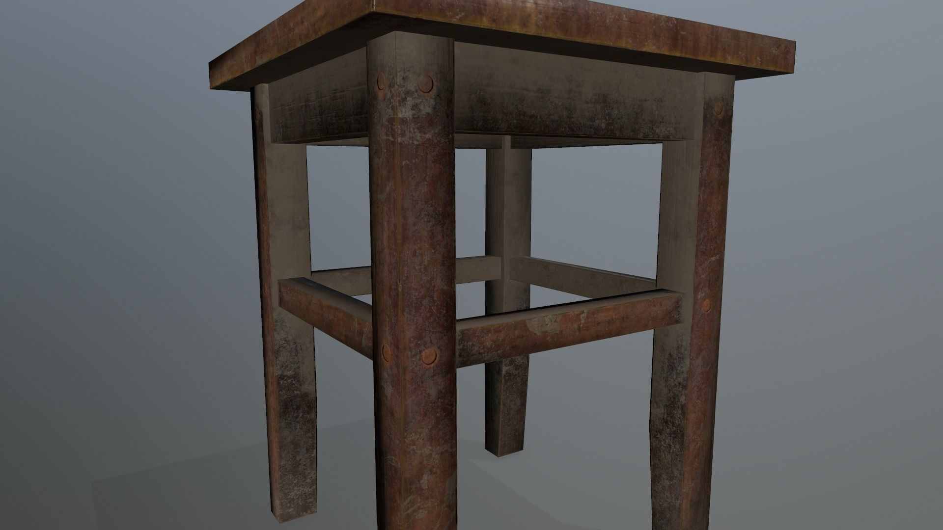 Footstool wooden table Low-poly 3D model_8
