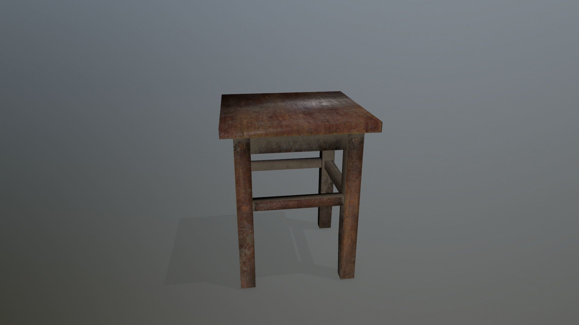 Footstool wooden table Low-poly 3D model_3
